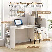 Bureau d'ordinateur minimaliste blanc avec options de rangement amples et étagères latérales pour la maison et le bureau - Vente en gros usine
