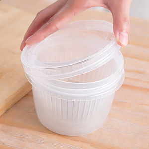 Contenedor de almacenamiento de alimentos para jengibre, ajo y cebollitos, tazón de drenaje transparente de plástico redondo portátil de doble capa para - Product Image 2