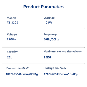 Chauffe-riz électrique <span class=keywords><strong>commercial</strong></span> en acier inoxydable de grande capacité 20L, maintien au chaud 24 heures, appareils de cuisine pour hôtels, cuisinière - Product Image 3