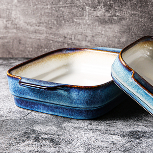 WEIYE set di utensili da forno rettangolari personalizzati per cucinare <span class=keywords><strong>teglia</strong></span> da forno in ceramica casseruola <span class=keywords><strong>teglia</strong></span> per lasagne cottura piatti e padelle <span class=keywords><strong>blu</strong></span> - Product Image 4