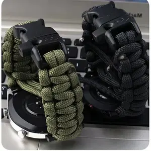 Chicq Handgemaakte Webbing Stof Paracord 20Mm 22Mm Geweven Nylon Sport Horloge Band Voor Samsung Garmin Horlogeband