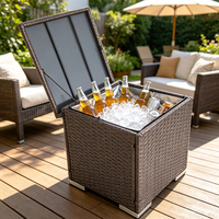 Nevera Portátil Aislada para Exteriores, Caja de Almacenamiento Refrigerante Impermeable de Mimbre para Bebidas, Vino y Cerveza en Jardín, Piscina o Fiestas