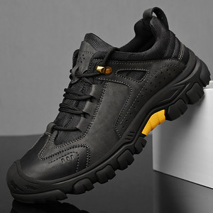 Chaussures de travail d'extérieur en cuir véritable pour hommes, best-seller de la mode, avec embout de protection, antidérapantes, basses, pour la randonnée et décontractées - Product Image 4