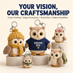Portachiavi Peluche Gufo Personalizzato, Ciondolo Morbido per Borsa, Fornitura Diretta dalla Fabbrica, Servizio di Campionatura Rapida, Basso MOQ, Mascotte di Qualsiasi Dimensione, Regalo Promozionale - Product Image 5