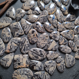 Natural Hornblende Loose Gemstone Cabochons Wholesale Polished Hornblende Stone Matrix Gems for Jewelry Making Wire Wrapping - Product Image 2