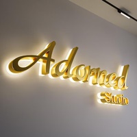 Letrero con Logotipo 3D Retroiluminado de Acero Inoxidable Dorado Personalizado EZD para Salón de Belleza, Oficina, Recepción, Negocio, Letras de Canal LED para Pared
