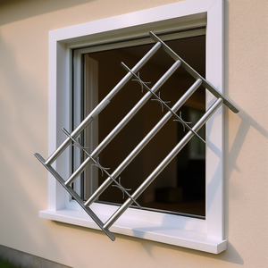 Grille de sécurité réglable à 4 barres transversales pour fenêtres de 27,6 à 41,3 pouces, design industriel en acier inoxydable, installation facile - Product Image 2