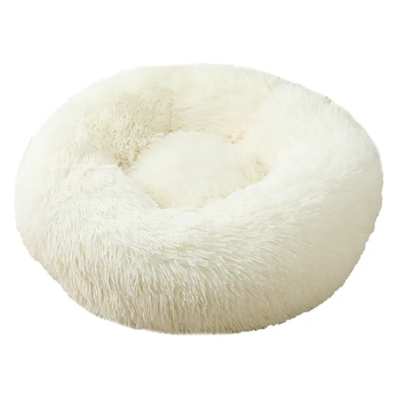 Hond Bedden 2021 Leveranciers Premium Kalmerende Faux Fur Pluche Smart Ronde Huisdier Sofa Designer Verhoogde Grote Honden Bedden