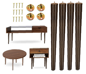Pieds de meubles modernes en bois de hêtre massif, pieds de table ronds en bois pour banc et chaise - Product Image 6