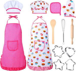 Ensemble de cuisine et de pâtisserie pour enfants de 11 pièces, pour petites filles de 2 à 6 ans, costume de chef et tablier, chapeau de chef pour tout-petits, outils de pâtisserie - Product Image 1
