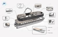 Barge de fête de luxe en aluminium Tritoon avec auvent Bimini, salle de bain coulissante et moteur 90 CV pour le tourisme, la pêche, les croisières commerciales et de loisirs