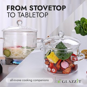 Ensemble de casseroles en verre résistant à la chaleur pour pâtes, soupes, lait, sain pour la nourriture des bébés, sans plomb - Product Image 4
