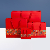 Sac à main en papier rouge de style chinois, motif ethnique à pois, sac cadeau pour l'emballage de souvenirs