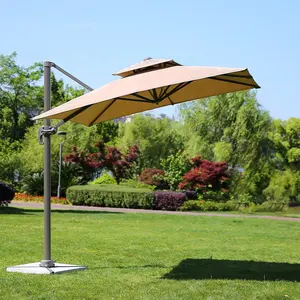 Ombrelle d'été en aluminium pour l'extérieur, 3x3M, pare-soleil suspendu, Double couche, en porte-à-faux, pour jardin, Restaurant et Patio