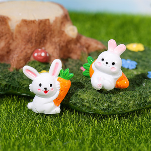 Miniature White Rabbit Resin Figurine With Carrot <b>Easter</b> Decorative <b>Ornament</b> For Desktop Garden Display - Product Image 1