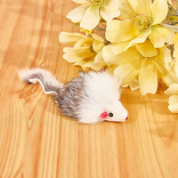 Jouet pour chat en plastique durable à poils longs double couleur Petite souris en peau de lapin pour chats