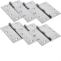Lot de 6 charnières de porte commerciales robustes 4,5x4,5 pouces, épaissies, silencieuses, avec roulement à billes en acier, épaisseur 3 mm, coins carrés, 8 trous