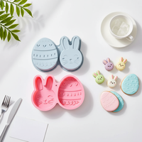 Moule à biscuits en silicone écologique en forme de lapin de Pâques, antiadhésif, résistant à la chaleur, non toxique, facile à démouler, compatible lave-vaisselle, outil de pâtisserie