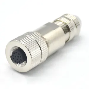 High quality Industrial Automation A code metal female shielded 12 pin circular m12 aviation connector