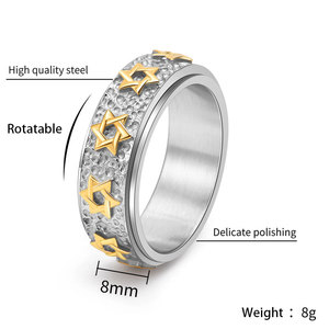 Non Tarnished Waterproof <b>Rings</b> Good Quality 14k 18k PVD Gold Plated 316L Stainless Steel Rotatable Fidget <b>Ring</b> for <b>Men</b> - Product Image 6