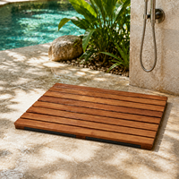 Tapis de bain antidérapant en bois d'acacia naturel, vente en gros, pour salle de bain, spa, douche, usage intérieur et extérieur