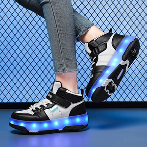 Children's Roller Shoes With Flashing Lights Rechargeable Double Row Wheels Size 28-41 Kids Sport Shoes - Product Image 3