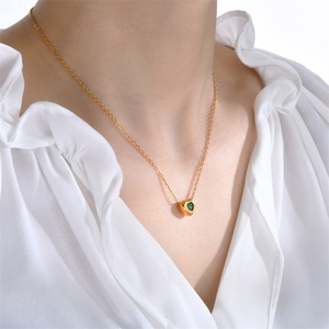 Collier avec pendentif en forme de cœur personnalisé en acier inoxydable, bijoux tendance, zircon CZ - Product Image 6