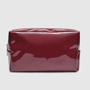 Parlak Rugan Makyaj Düzenleyici Çantası Su Geçirmez Kozmetik Çantası Siyah/Pembe/Bordo Özel Logo Desteği - Product Image 5