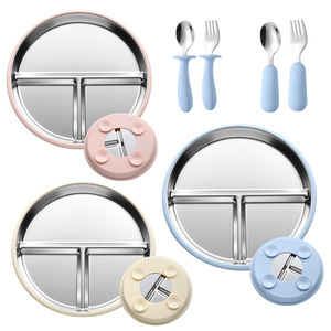 Platos de Silicona con Succión para Bebés, de Acero Inoxidable, Plato Dividido para <span class=keywords><strong>la</strong></span> Alimentación del Bebé, Accesorios para <span class=keywords><strong>la</strong></span> Alimentación del Bebé - Product Image 1