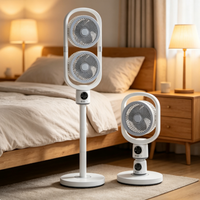 Ventilateur sur pied rechargeable durable en gros, 5 vitesses réglables, double usage table/sol, commande vocale et télécommande, oscillant