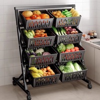 Freistehendes Drei-/Vierstöckiges Küchenregal aus Kohlenstoffstahl Langlebiges Modernes Design zur Aufbewahrung von Obst & Gemüse