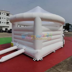 Outdoor party jumping bouncy castle white <b>inflatable</b> wedding bouncer house with curtain decoration - Product Image 5