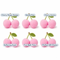 Bombe de bain artisanale double cerise, boule effervescente relaxante pour spa, hydratante, lot de 6 pièces, coffret cadeau, vente en gros, personnalisable OEM ODM 80g