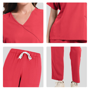 V-Neck <b>Scrub</b> Set For Women Moisture Wicking Breathable Hospital Uniforms Split Design All Season Wear - Product Image 2