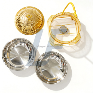 Peralatan Katering Restoran Stainless Steel 8 Liter Set Chafing Dish Gantung Mewah Warna Emas Pemanas Alkohol Penghangat Makanan - Product Image 4