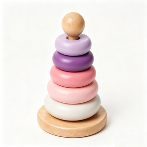 Juguete Educativo de Madera Apilable con Anillos de Arcoíris Personalizados, Torre de Anillos Apilables, Juguetes de Aprendizaje para Niños Pequeños, Juguete de Madera de Vietnam para Niños - Product Image 4