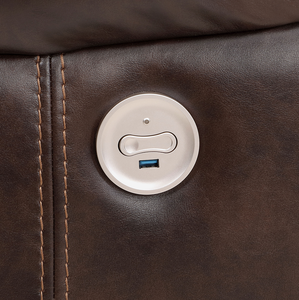 Canapé d'angle convertible carré en cuir marron foncé avec fonction de relaxation électrique pour appartement - Product Image 6