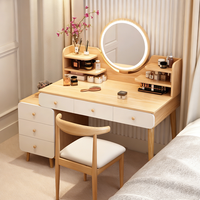 Coiffeuse moderne blanche en bois avec miroir et tiroir lumineux pour chambre à coucher