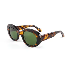 Benyi Manufactures High End Acetate Sunglasses Customized Logo Round Polarized UV 400 Sunglasses For Women Men