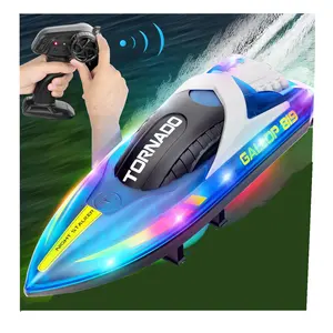 2.4G High speed remote control boat with dual motors ,15KMH High speed rc boat with Led lights;One Key Recovery reset boat toys