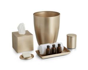 Ensemble de salle de bain de luxe en métal avec finition dorée, accessoires de salle de bain en résine de bambou, ensemble de salle de bain pour la maison et l'hôtel, ensemble de salle de bain en bois - Product Image 6