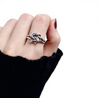 Vente en gros Bague ajustable portée à la main en argent S925 Personnaliser les anneaux noués vintage ouverts