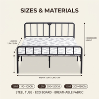 Base de Cama Moderna de Hierro Forjado, Superficie Lisa, Antioxidante, Plataforma Metálica, Resistente, Silenciosa, Muebles para Dormitorio de Casa u Hotel