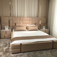 Modernes Luxus Hot Sale Komfortables Schlafzimmer-Möbelset mit Metallbeinen, Grau-Massivholzrahmen und Leder-Stauraumbetten