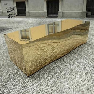 Decorazione per la casa moderna Design creativo astratto frattura superficie specchio lucidato in acciaio inox <span class=keywords><strong>tavolo</strong></span> scultura per lobby - Product Image 4