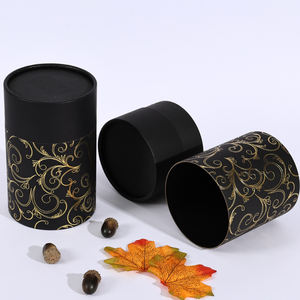 Produit de boîte de tube de papier noir Push Up de feuille d'or de cylindre cosmétique kraft personnalisé Tube de papier d'emballage en feuille d'or - Product Image 2