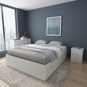 Cama de Madera Moderna de Dos Plazas con Panel, en Oferta, se Combina Perfectamente con Diversos Estilos de Muebles para Dormitorio, NUEVA - Product Image 3