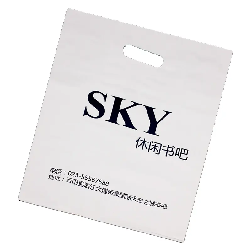 China custom printed laminated shopping bag resealable logo design printed die cut handle plastic bags