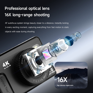 Appareil photo numérique 64MP avec zoom 16X, 4K HD, OTG, AF, étanche/antichoc, écran LCD 2,4 pouces rotatif à 180°, flash LED, capture de sourire, batterie rechargeable - Product Image 2