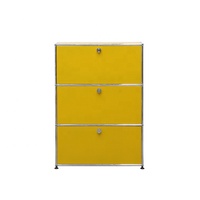 Mueble Modular Cerrado de 3 Niveles Estilo Bauhaus, Unidad de Almacenamiento con Puerta Abatible con Cerradura, Mueble Lateral Moderno para el Hogar
